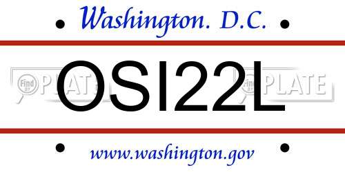 OSI22L District Of Columbia License Plate