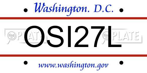 OSI27L District Of Columbia License Plate