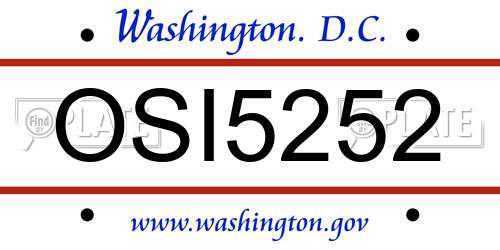 OSI5252 District Of Columbia License Plate