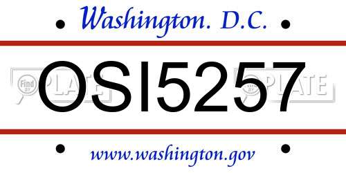 OSI5257 District Of Columbia License Plate