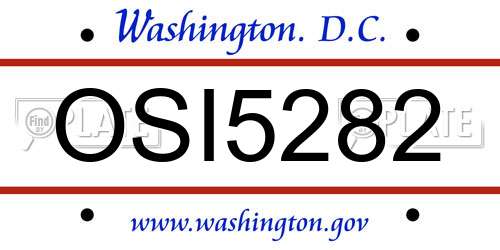 OSI5282 District Of Columbia License Plate