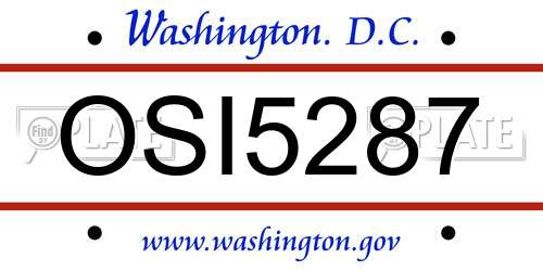 OSI5287 District Of Columbia License Plate