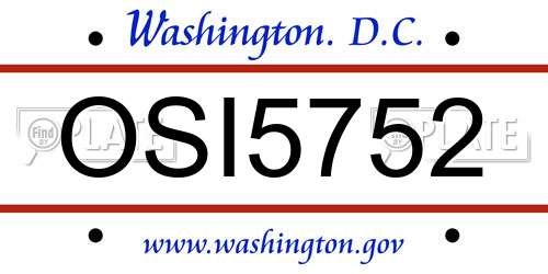 OSI5752 District Of Columbia License Plate
