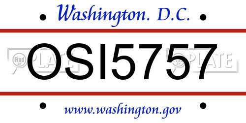 OSI5757 District Of Columbia License Plate