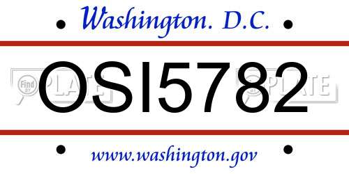 OSI5782 District Of Columbia License Plate