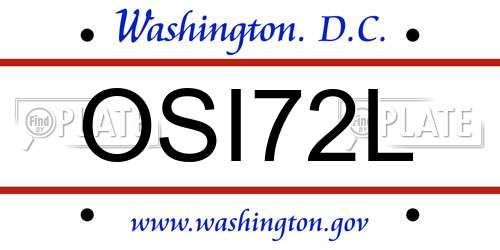 OSI72L District Of Columbia License Plate