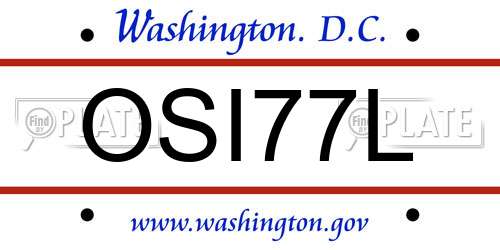 OSI77L District Of Columbia License Plate