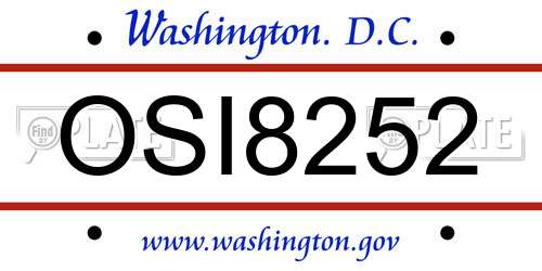 OSI8252 District Of Columbia License Plate