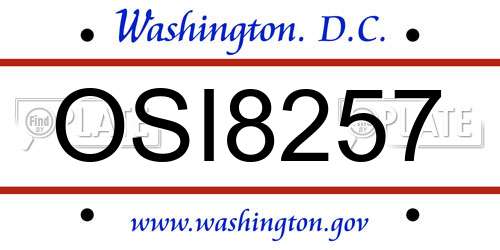 OSI8257 District Of Columbia License Plate