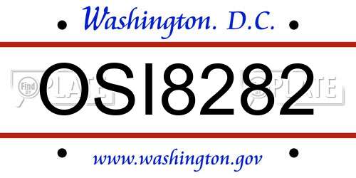 OSI8282 District Of Columbia License Plate
