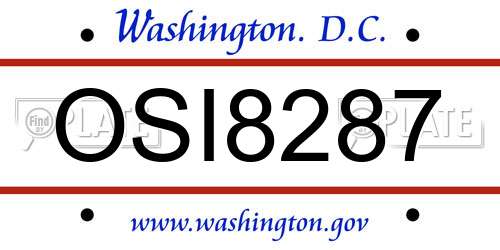 OSI8287 District Of Columbia License Plate