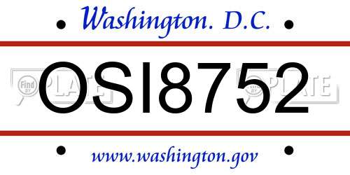 OSI8752 District Of Columbia License Plate