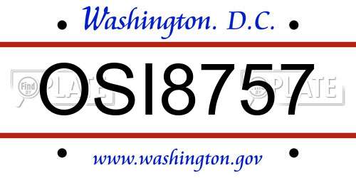 OSI8757 District Of Columbia License Plate