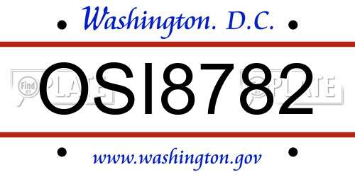 OSI8782 District Of Columbia License Plate