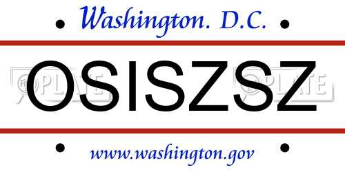 OSISZSZ District Of Columbia License Plate
