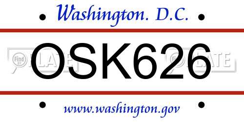 OSK626 District Of Columbia License Plate