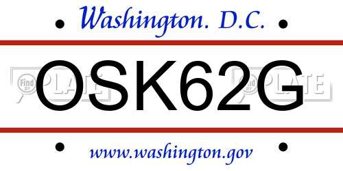 OSK62G District Of Columbia License Plate