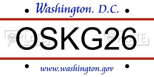 OSKG26 District Of Columbia License Plate