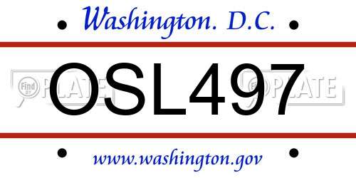 OSL497 District Of Columbia License Plate