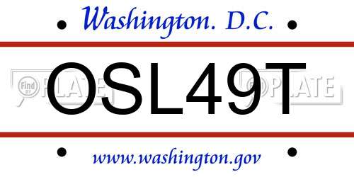 OSL49T District Of Columbia License Plate