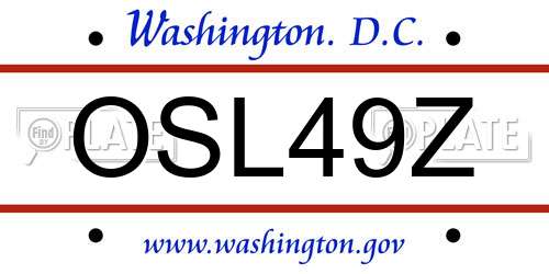OSL49Z District Of Columbia License Plate