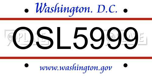 OSL5999 District Of Columbia License Plate
