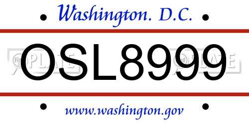 OSL8999 District Of Columbia License Plate