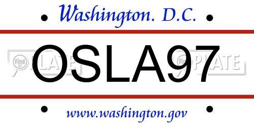 OSLA97 District Of Columbia License Plate