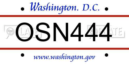 OSN444 District Of Columbia License Plate