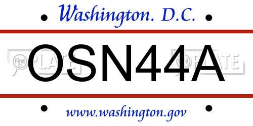 OSN44A District Of Columbia License Plate