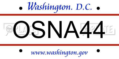 OSNA44 District Of Columbia License Plate