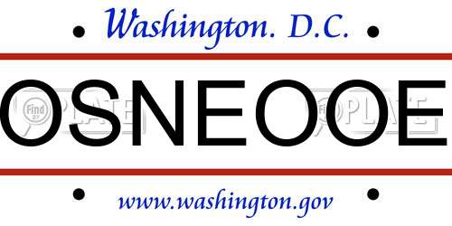 OSNEOOE District Of Columbia License Plate