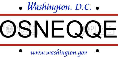 OSNEQQE District Of Columbia License Plate