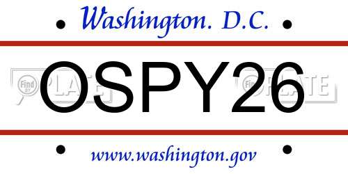 OSPY26 District Of Columbia License Plate