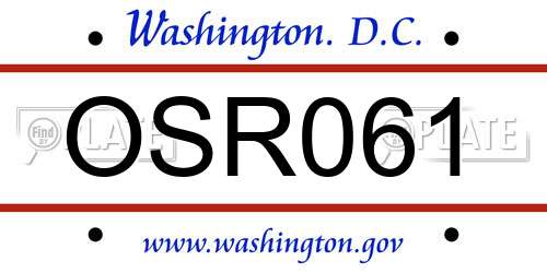OSR061 District Of Columbia License Plate