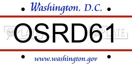 OSRD61 District Of Columbia License Plate