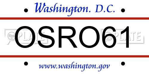 OSRO61 District Of Columbia License Plate