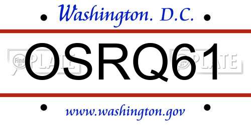 OSRQ61 District Of Columbia License Plate