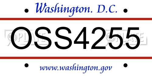 OSS4255 District Of Columbia License Plate