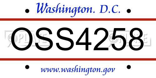OSS4258 District Of Columbia License Plate