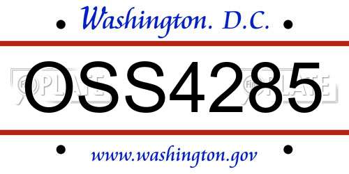 OSS4285 District Of Columbia License Plate