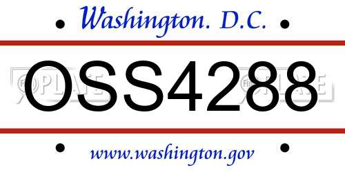 OSS4288 District Of Columbia License Plate