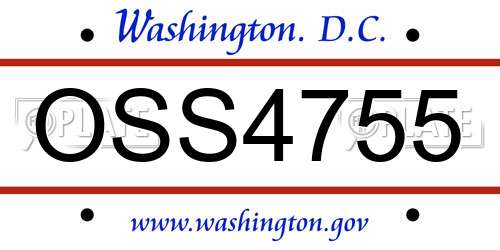 OSS4755 District Of Columbia License Plate