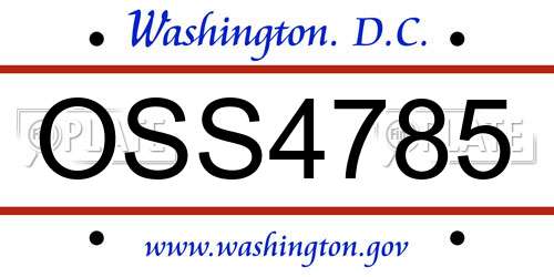 OSS4785 District Of Columbia License Plate