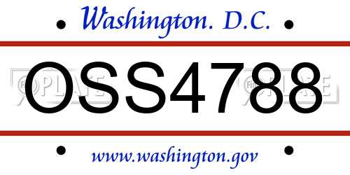 OSS4788 District Of Columbia License Plate