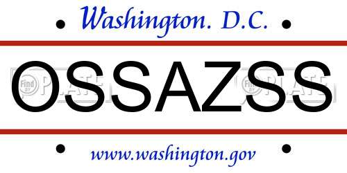 OSSAZSS District Of Columbia License Plate