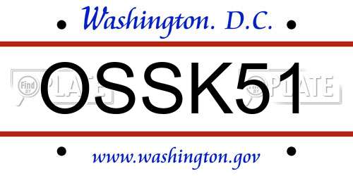 OSSK51 District Of Columbia License Plate