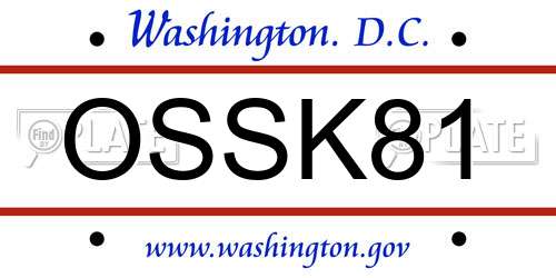 OSSK81 District Of Columbia License Plate