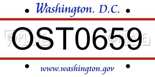 OST0659 District Of Columbia License Plate
