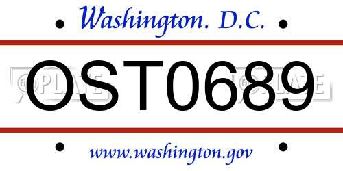 OST0689 District Of Columbia License Plate